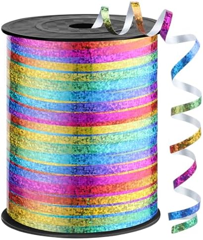Rainbow Curling Ribbon 1/5 Inch 600 Yards Balloon String Ribbon Thin Ribbons for Party Art Crafts Gift Wrapping Wedding Birthday Christmas Decorations