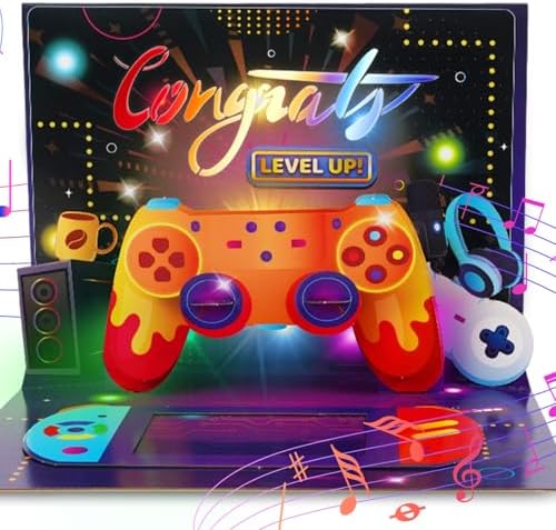 3D Pop-up Cards for Kids and Gamers: Lights and Music Gift Cards with Built-in Money Holder Slots (for Insert Cash/Game Cards) - Perfect for Birthdays, Graduations, Christmas and More