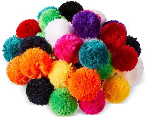 Gemscream 50 Pcs 3 Inch Fall Christmas Yarn Pom Poms for Crafts Large Fuzzy Pompoms for DIY Hats Handmade Craft Xmas Thanksgiving Party Hanging Home Decorations (Multi Color)