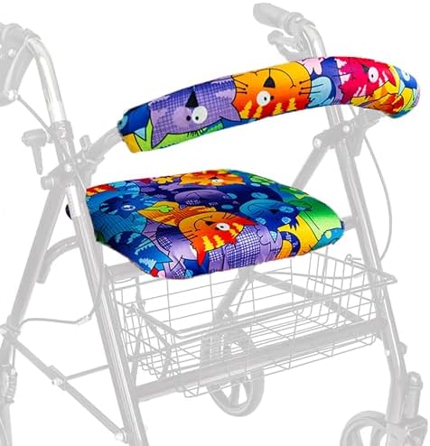 Top Glides Universal Rollator Walker Seat and Backrest Covers (Cats)