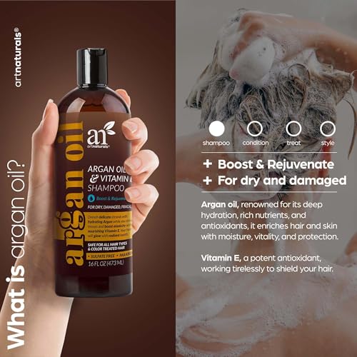 artnaturals Argan Hair Growth Shampoo - (16 Fl Oz / 473ml) - Sulfate Free - Treatment for Hair Loss, Thinning & Regrowth - Men & Women - Infused with Biotin, Argan Oil, Keratin, Caffeine
