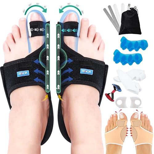 11pcs Bunion Corrector for Women & Men - Bunion Relief Kit with Toe Separators and Bunion Splints Hammer and Big Toe Separator, Spacers and Straighteners, Exercise Strap for Hallux Valgus Correction