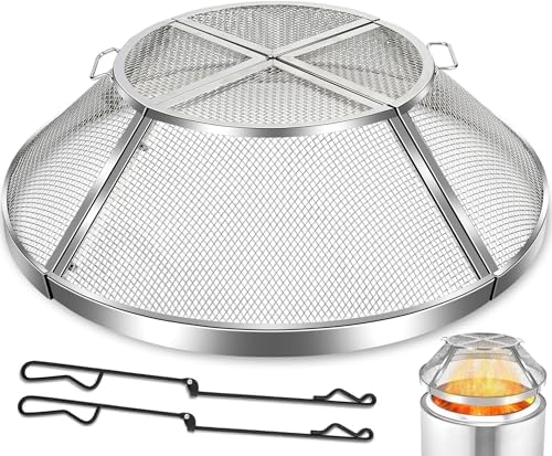 Fire Pit Spark Screen for Solo Stove Bonfire Shield 19.5inch,Stainless Steel Fire Pit Spark Cover Protector for Solo Bonfire,Fire Pits Mesh Screen Top Guard Outdoor Accessories Heavy Duty-Silver
