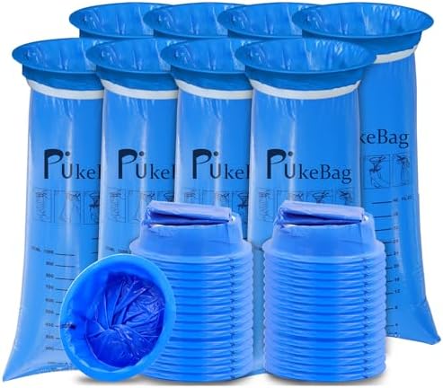 30 Pack Vomit Bags Disposable Emesis Bags, Throw Up Bags Aircraft Car Sickness Bag, Blue Nausea Bags Barf Bags for Travel Motion Sickness