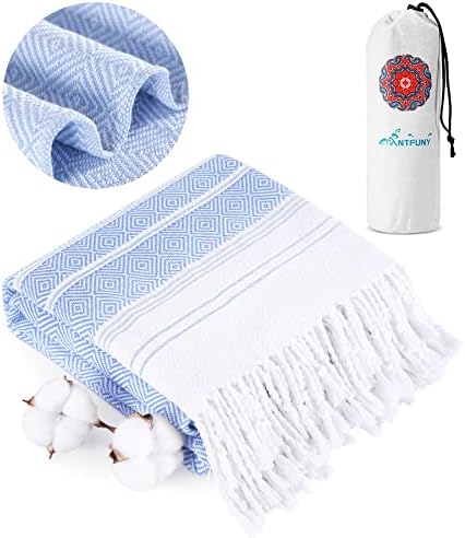 Turkish Beach Towels Vacation Essentials Quick Dry Sand Free Soft Absorbent Adult Oversized Bath Pool Swim Long Wide Stripe Towel Sound Cloud Linen Mat Summer Thing Lightweight Thin Blue