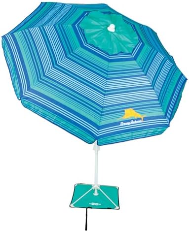Tommy Bahama ANCHORX Adjustable Beach Umbrella Base System with Sand Anchor and Carrying Bag, SPF 50+ Protection Portable Outdoor Market Umbrella