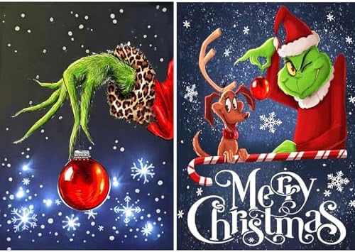WEUOPG 2 Pcs Christmas Diamond Painting Kits for Adults, Diamond Art Kits for Adults&Beginner, Full Drill Diamond Art Paint with 5D Round Diamonds, DIY Gem Painting Kit for Home Wall Decor 12x16inch