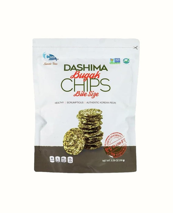 C-Weed Snack Dashima Bugak Bite Size Seaweed Chips 5.29oz | Low Calorie Seaweed Snacks | Traditional Korean Snacks | Vegan & Low Sodium Snacks for Adults and Kids | Healthy Snack