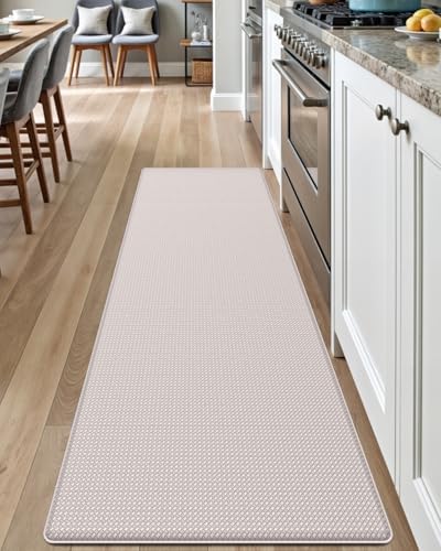 DEXI Kitchen Floor Mats Cushioned Anti Fatigue, 17x59, Large Long Standing Runner Rug Waterproof, Comfort Memory Foam Padded for Front Sink Laundry, Beige