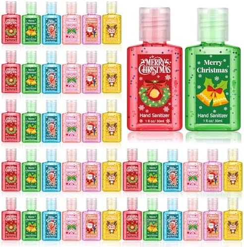 Frienda 24 Packs Mini Hand Sanitizer Bulk Christmas Hand Sanitizer Travel Size 1fl oz Baby Shower Xmas Party Favors for Guest Santa Small Soap Personalized Thank You Gifts