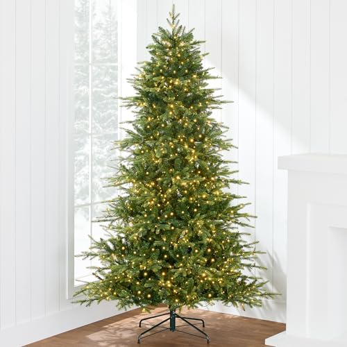 Best Choice Products Full Aspen Christmas Tree, 7.5ft Pre-lit Noble Fir w/ 1,500 Super Bright Twinkling Micro LED Lights, 2-in-1 White & Multicolor