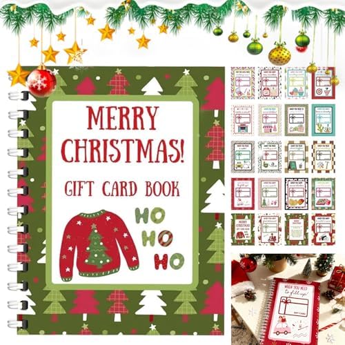 Christmas Gift Card Book - 5x7 inch Spiral Bound Hard Cover with DIY Personalized Design | Keepsake for Cards & Greetings | Ideal Gift for Family, Friends, Teachers, Coworkers