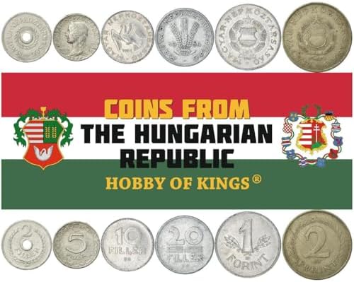 6 Coin Set from Hungary | 2 5 10 20 Filler 1 2 Forint | Dove | Olive Branch | Circulated 1950-1966
