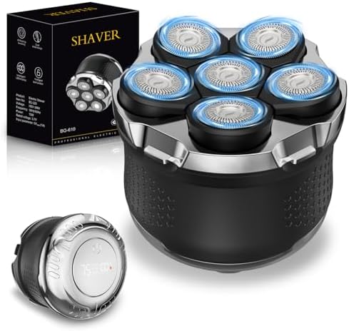 Head Shavers for Bald Men, 6 D Head Shaver LED Display Dry Wet Bald Head Razor, IPX7 Waterproof Skull Bald Head, Back & Groin Electric Razor, Rechargeable Flex Blades for a Close Shave