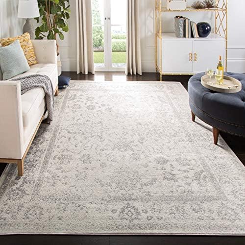 SAFAVIEH Adirondack Collection Area Rug - 8' x 10', Ivory & Silver, Oriental Distressed Design, Non-Shedding & Easy Care, Ideal for High Traffic Areas in Living Room, Bedroom (ADR109C), Ivory/Silver