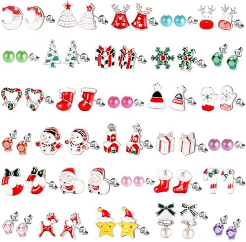 30 Pairs Hypoallergenic Earrings for Girls Sensitive Ears with Stainless Steel Post -Assorted Cute Stud Earrings for Teens Girls Women