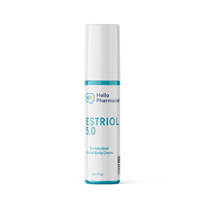 HelloPharmacist Bioidentical USP Micronized Estriol 5.0 Cream for Women - 5 mg Estriol Per Pump - with Vitamin E, Hyaluronic Acid, Shea Butter & Additional Moisturizers (3 oz/85g)