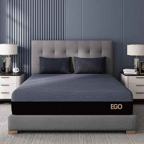 EGOHOME 10 Inch King Memory Foam Mattress for Back Pain, Cooling Copper Gel Bed in a Box, Foam Made in USA, CertiPUR-US Certified, Therapeutic Medium Firm, 76x80x10 Black