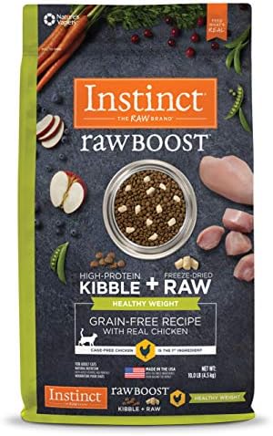 Instinct Raw Boost Healthy Weight, Natural Dry Cat Food with Freeze Dried Pieces, Grain Free Recipe - Real Chicken, 10 lb. Bag