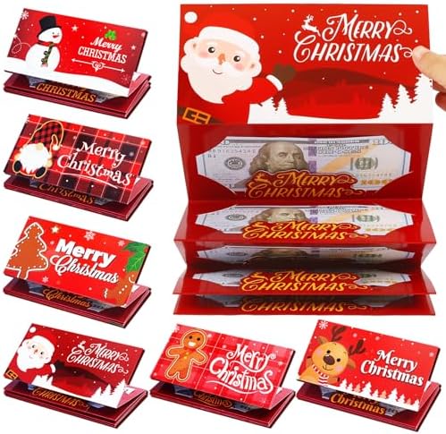 12 Pack/72 Slots Christmas Money Holders Bulk with Envelopes Money Gift Cards Book Gift Card Booklet for Surprise Christmas Gifts Card Cash Gift Holders Xmas Party Supplies (Classical)