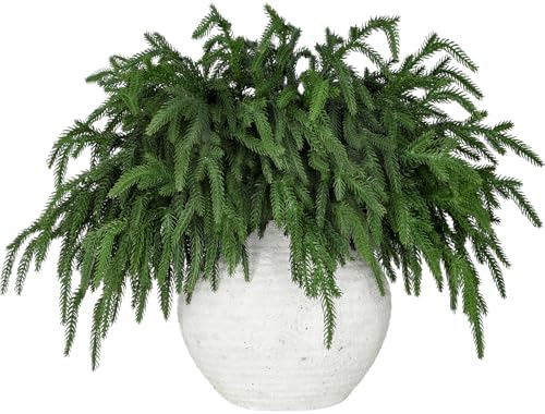 12 Pcs Realistic Christmas Pine Branches Natural Droopy Soft Bendable Artificial Pine Stems Picks Lifelike Greenery Stems for Vases Cedar Wreaths Garland Outdoor Indoor Christmas Decorations