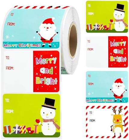 500 PCS Christmas Gift Tags Self-Adhesive,Gift Tag Stickers,Name Tags for Christmas Presents,Xmas Gift Tag (Color C)