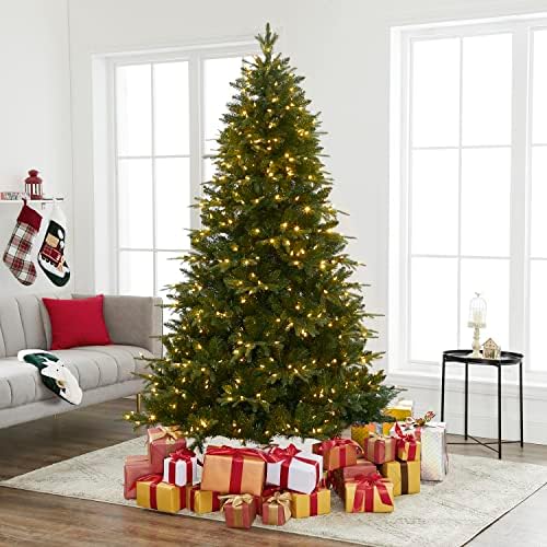 Naomi Home 6.5ft Christmas Tree with Lights, Realistic Fir Christmas Tree Prelit with 1292 Branch Tips, 350 Warm Lights and Metal Stand, Aritificial XmasTree, Árbol De Navidad