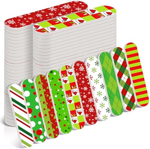 50 Pcs Christmas Mini Nail File Gifts Bulk for Women Red and Green Double Sided Emery Boards Small Xmas Party Favors Thank You Gifts Manicure Tools for Employee Staff Coworker Appreciation