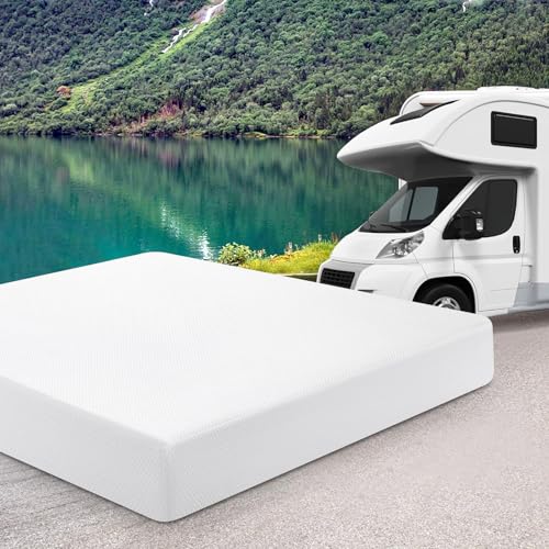 Short King RV Mattress Memory Foam 10 Inch, Updated Cooling Green Tea/Gel Mattresses for Camper/Truck/Trailer, Medium Firm-Mattress with Fiberglass-Free Cover, CertiPUR-US, Made in USA, 75'' x 72''