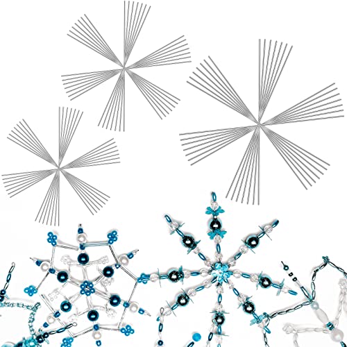 100 Pieces Snowflake Wire Forms Metal Snowflake Bead Wire for Fun Beading Project Christmas DIY Craft Making Supplies Winter Ornament, 3.7/4.3/5.9 Inch