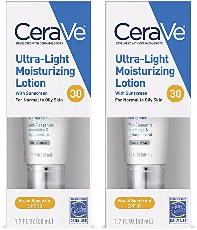 Face Moisturizer with SPF 30 | 1.7 Ounce | Light-Weight Face Lotion with Hyaluronic Acid | Fragrance Free (2 Pack)