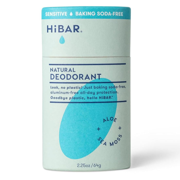 HiBAR Sensitive Deodorant with Sea Moss & Aloe - Gentle on Skin, Neutralizes Odor, Absorbs Moisture, Smooth Application, Long-Lasting Protection, Aluminum & Paraben Free