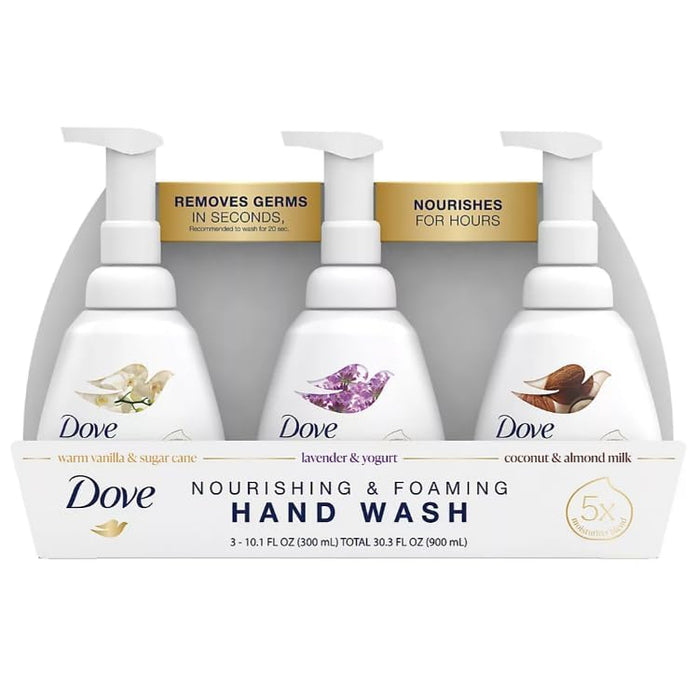 Dove Nourishing Foaming Hand Wash Variety Pack 3ct/10.1 oz | Warm Vanilla & Sugar Cane | Lavender & Yogurt | Coconut & Almond Milk