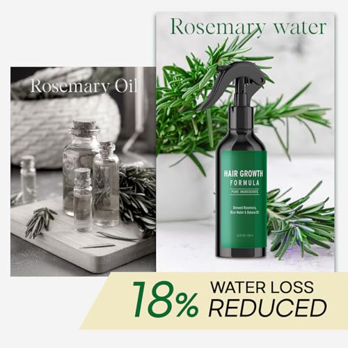 Rosemary Water Spray for Hair Growth, Rosemary Hair Growth Scalp Spray With Rice Water & Batana Oil, Biotin, Citrus Peel and Mint to Strengthen Strands and Promote Hair, 4.2 fl oz