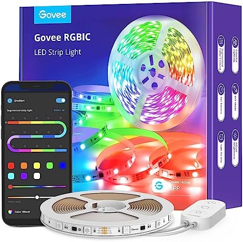 Govee LED Strip Lights RGBIC, 16.4ft Bluetooth Color Changing LED Lights with Segmented App Control, Smart LED Strip Color Picking, Music Sync LED Lights for Bedroom, Living Room, Party, Christmas