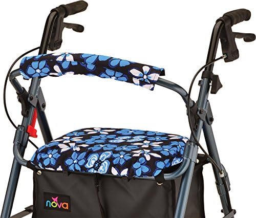 Nova Joy Rollator Walker Seat and Backrest Cover Set - Removable Washable Fabric Cushion Covers for Standard Rolling Walkers - Style and Comfort Upgrade - Essential Mobility Accessory - Aloha Blue