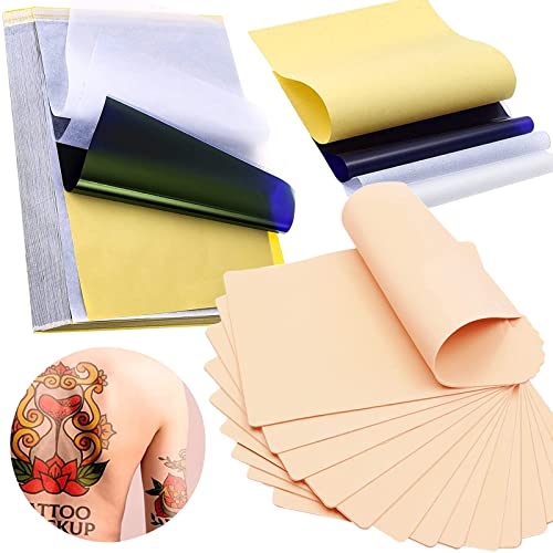 Tattoo Practice Skins with Transfer Paper - Judero 30Pcs Blank Tattoo Skin Practice and Stencil Paper Kit Includes 20Pcs DIY Tracing Paper and 10Pcs Double Sides Tattoos Fake Skin for Beginners Artist