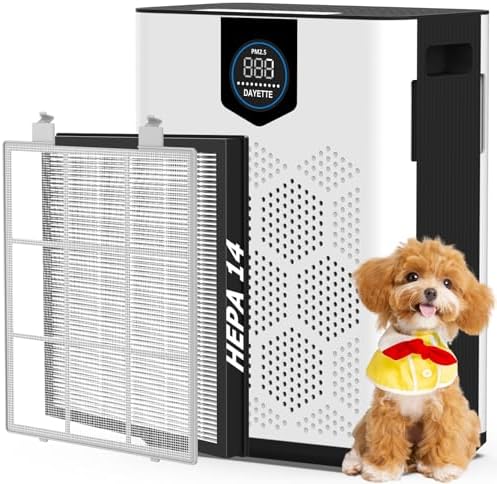 Air Purifiers for Home Large Room, H14 True HEPA Filter up to 3000 Sq Ft, Double-sided Air Inlet with PM 2.5 Display Air Quality Sensor, Remove 99.997% of Pet Hair Odor, 22dB Sleep Mode