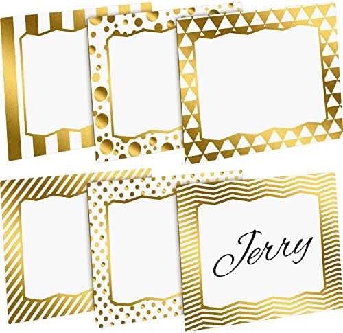 Pajean 240 Pcs Christmas Gold Name Tags Self Adhesive Gift Tags Gold Sticky Labels Sticker Name Badge for Themed Party School Office Home Gift Boxes, 3 x 3 Inch (Multi Style)