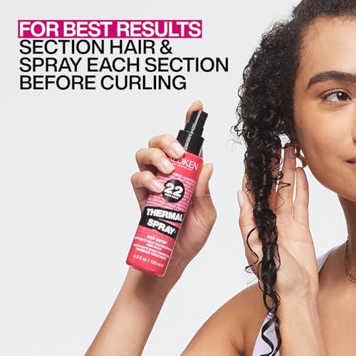 Redken Thermal Spray 22 High Hold - Thermal Heat Protectant and Setting Mist, For Curling and Flat Irons, Lasting Frizz Control & Protects Against Heat Damage