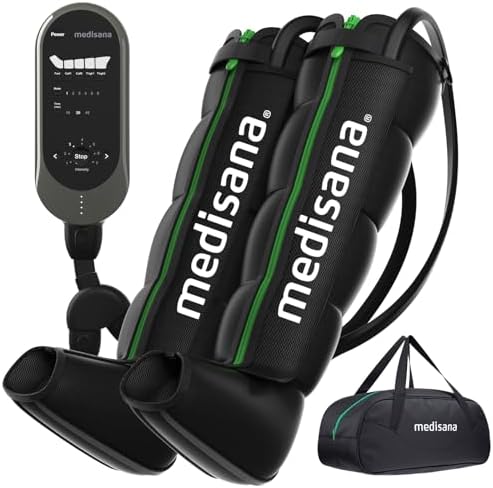 Medisana Leg Compression Massager System, Professional Rechargeable Air Compression Boots with Customize Modes, Intensities & Timer, Full Leg Massager for Circulation, Pain Relief, Christmas Gifts
