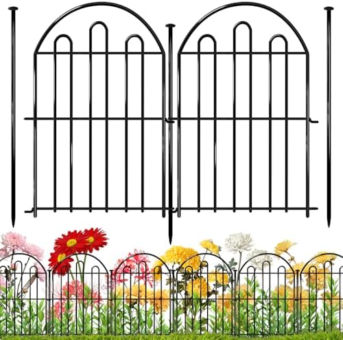 26 Pack Decorative Garden Fence, 26in x 28ft Arched No Dig Animal Barrier Fence for Dog Rabbit, Garden Edging Border, Rustproof Metal Ground Stake Border for Outdoor Yard Patio Decor