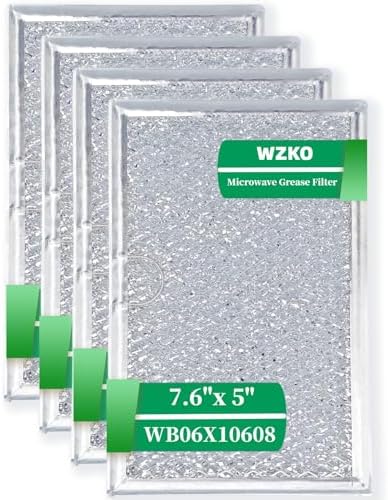 5304464105 5304478913 Microwave Vent Aluminum Filter for GE WB06X10608 Microwave Oven Grease Filter Replacement 5 x 7-5/8 for Fits Frigidaire 5304517871 5304509444 (4 Pack)