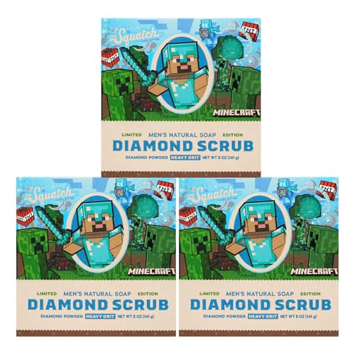 Dr. Squatch Minecraft Collection - Natural 3 Soap Gift Set - Cold Process Soap with No Harsh Chemicals - Smells like Quest for Survival - Diamond Scrub