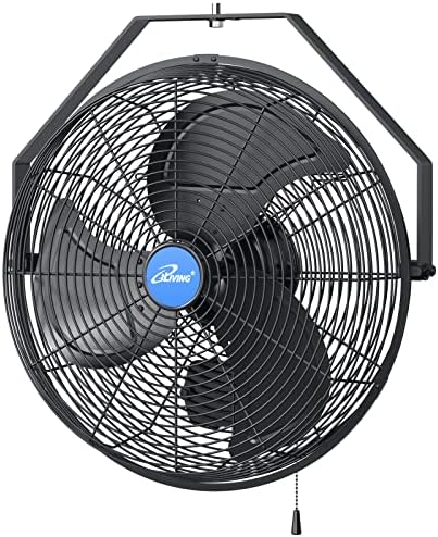 iLiving 18" Wall Mounted Fan - 6360 CFM, 3-Speed, Industrial Grade, Commercial/Residential, Weatherproof Outdoor/Indoor Fan for Garage, Patio, Workshop, Greenhouse | UL Listed, Mist Kit Compatible