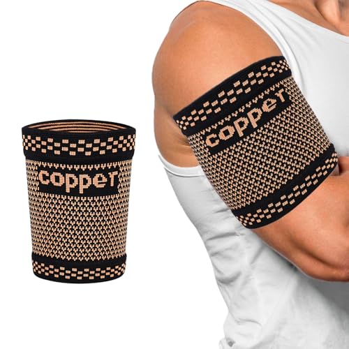 Bicep Compression Sleeve 1 Pair,Bicep Tendonitis Brace Triceps Pain Upper Arm Support (GOLD, XX-Large)