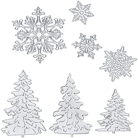 BBTO 7 Pcs Christmas Trees Snowflake Metal Die Cuts for Card Making Winter Holiday Snow Cutting Dies Sets Xmas Tree Snowflake Stencil for Scrapbook DIY Paper Album Crafts Supplies