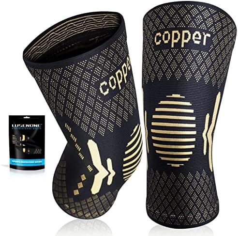 Copper Knee Braces for Knee Pain Women & Men - 2 Pack Knee Brace Compression Sleeve, Best knee Support for Arthritis Pain,Meniscus Tear, Running,Weightlifting,Working Out,ACL,MCL,Knee Pain Relief