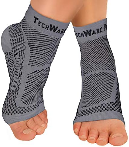 TechWare Pro Ankle Brace Compression Sleeve - Plantar Fasciitis Sock. Relieves Achilles Tendonitis. Foot Arch Support Reduces Joint Pain, Swelling & Heel Spur Pain. Injury Recovery Braces for Sports