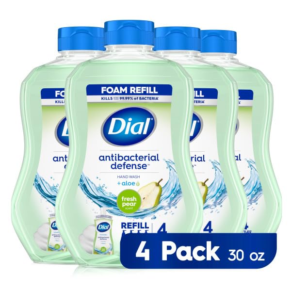 Dial Antibacterial Foaming Hand Wash Refill, Fresh Pear, 30 Ounce Pack of 4